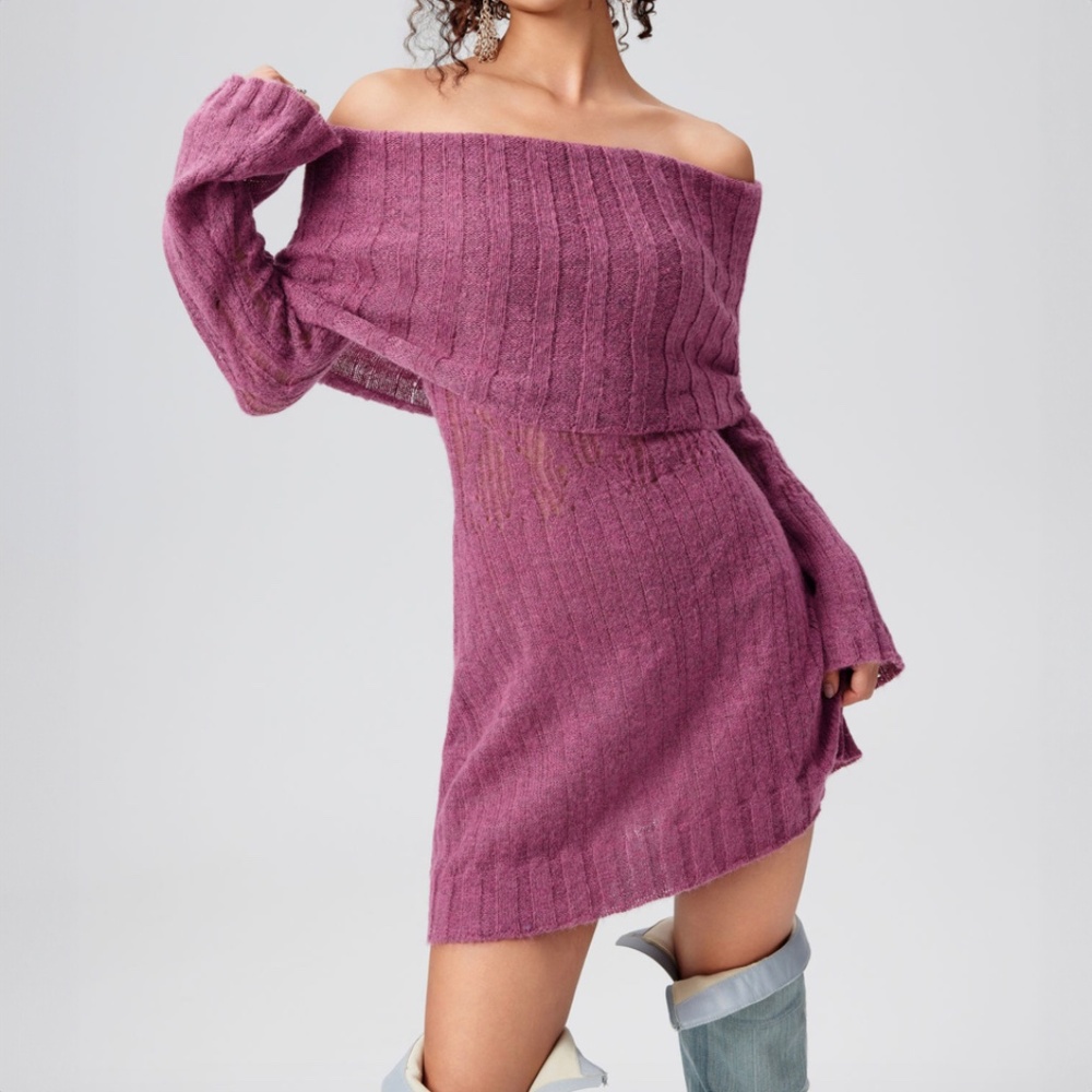 KNIT OFF-SHOULDER MINI DRESS